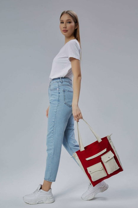 Zoozie Bags Bolsa Tote de Lona Roja